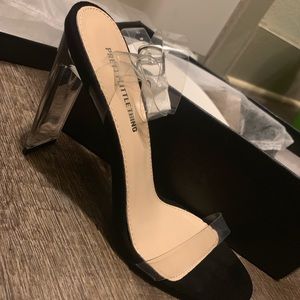 Black - Clear Strap Heels